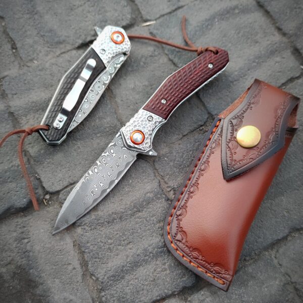 چاقو جیبی ترامونتینا دمشقی کیف چرم